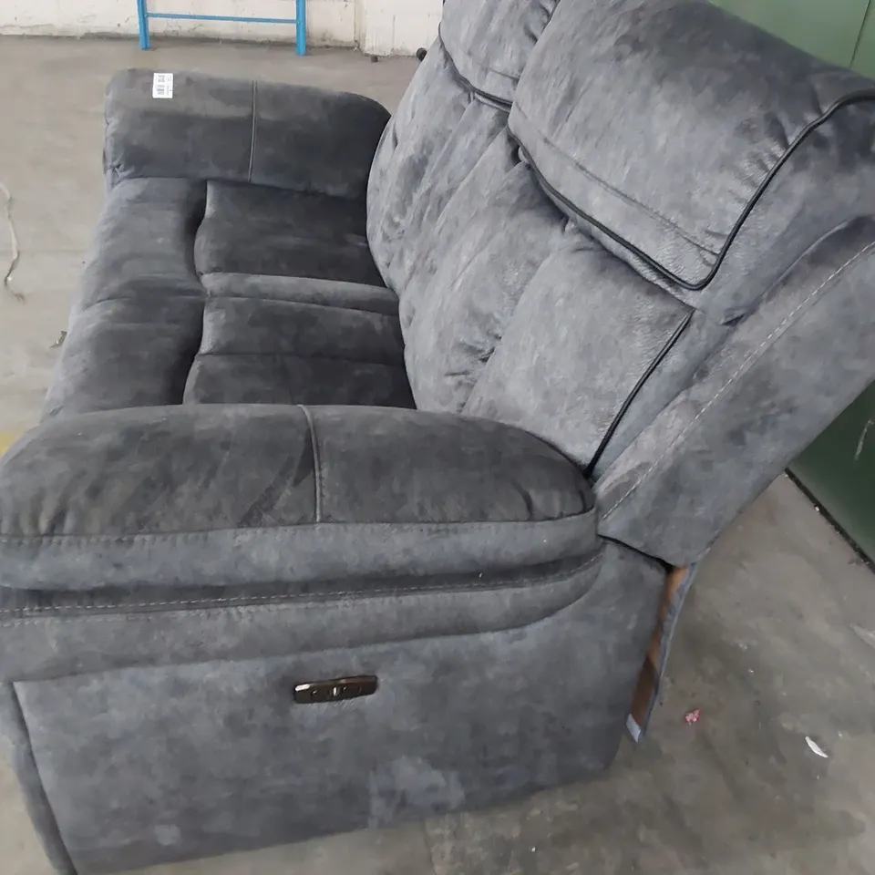 DESIGNER POWER RECLINING TWO SEATER SOFA CHARCOAL FABRIC 