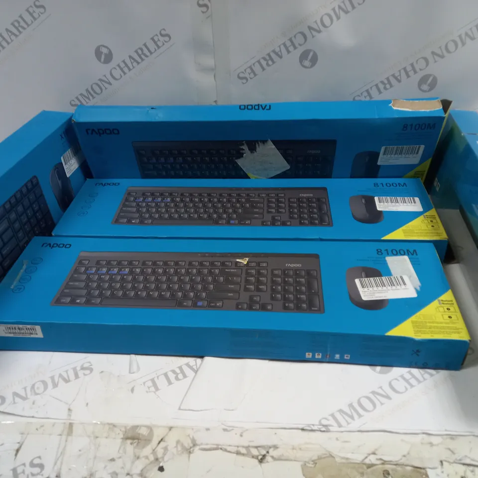 APPROXIMATELY 5 RAPOO KEYBOARD AND MOUSE COMBOS TO INCLUDE X1800S, 8100M, 9300M, ETC