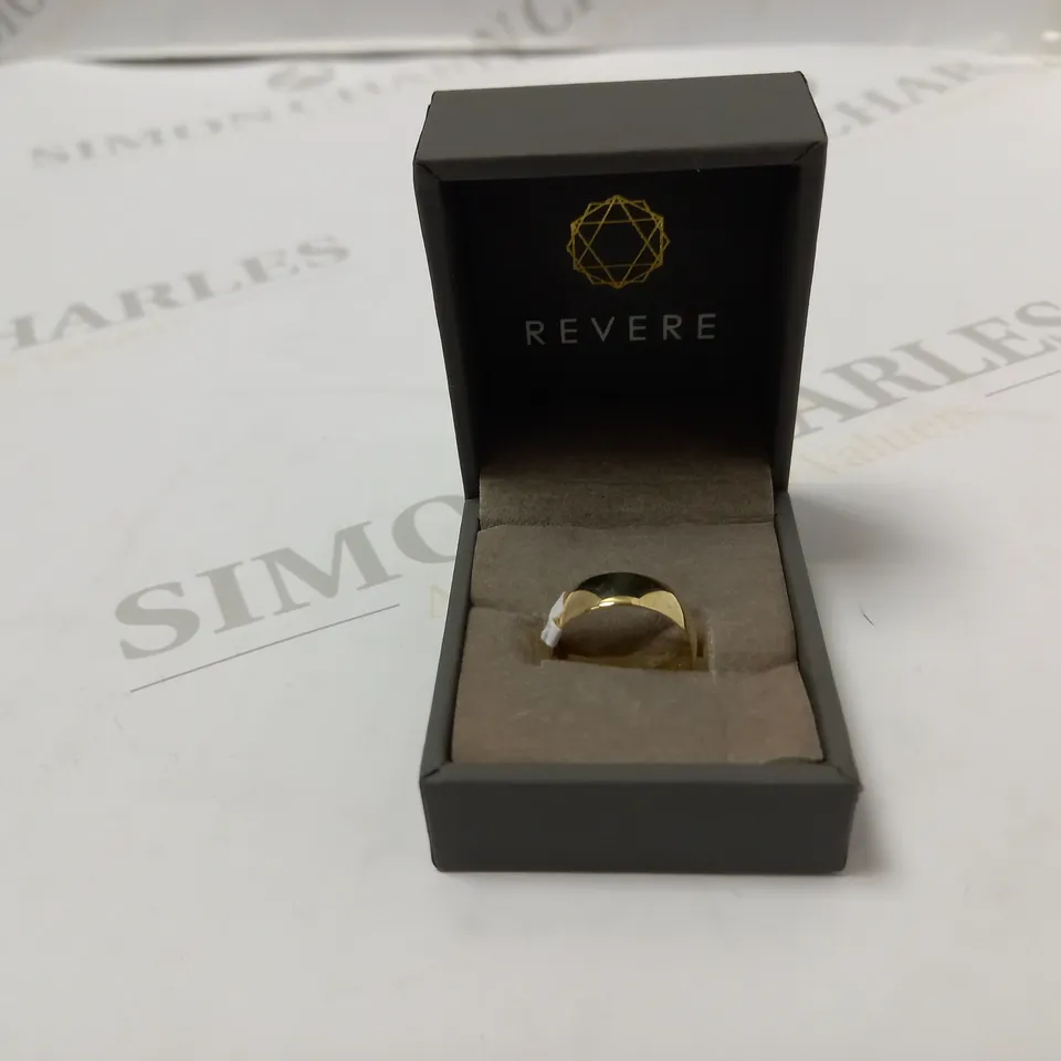 REVERE ENGRAVED 9CT GOLD WEDDING RING - SIZE J RRP £98.99