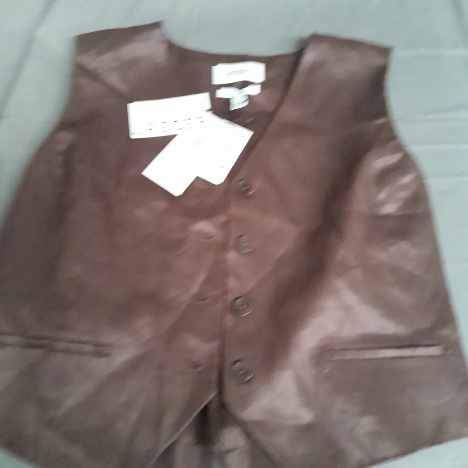 JAEGER PURE LINEN WAISTCOAT IN BROWN - SIZE 14