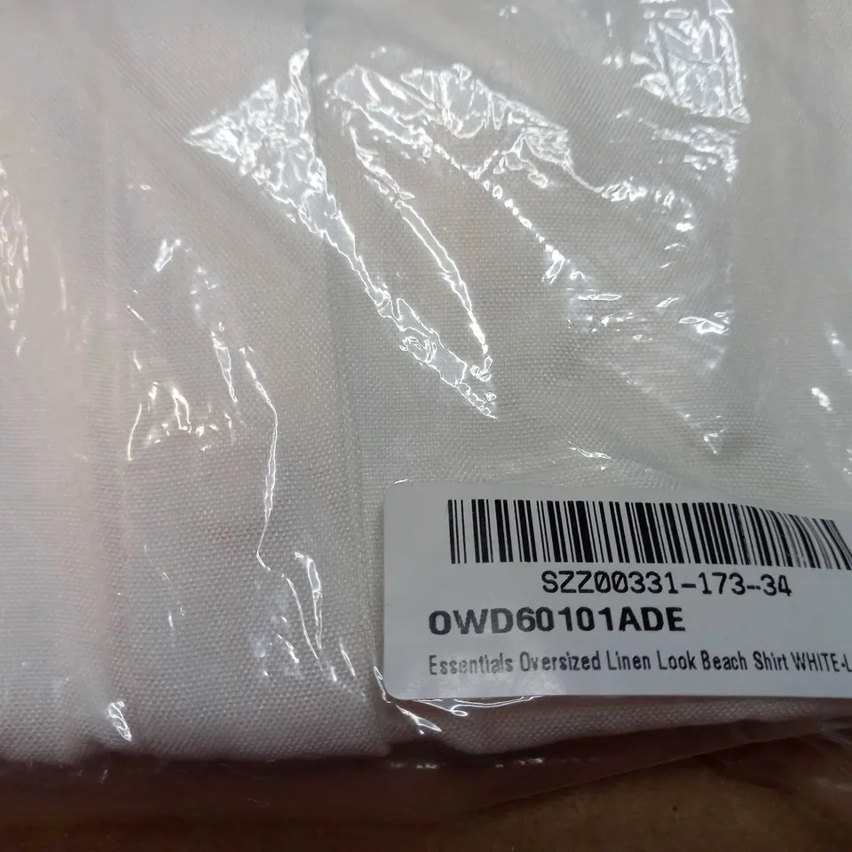 PACKAGED BOOHOO WHITE OVERSIZED LINEN LOOK BEACH SHIRT - LARGE