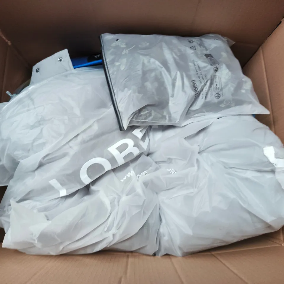 LARGE BOX OF APPROXIMATELY 25 ASSORTED CLOTHING ITEMS IN VARIOUS COLOURS, STYLES AND SIZES - COLLECTION ONLY