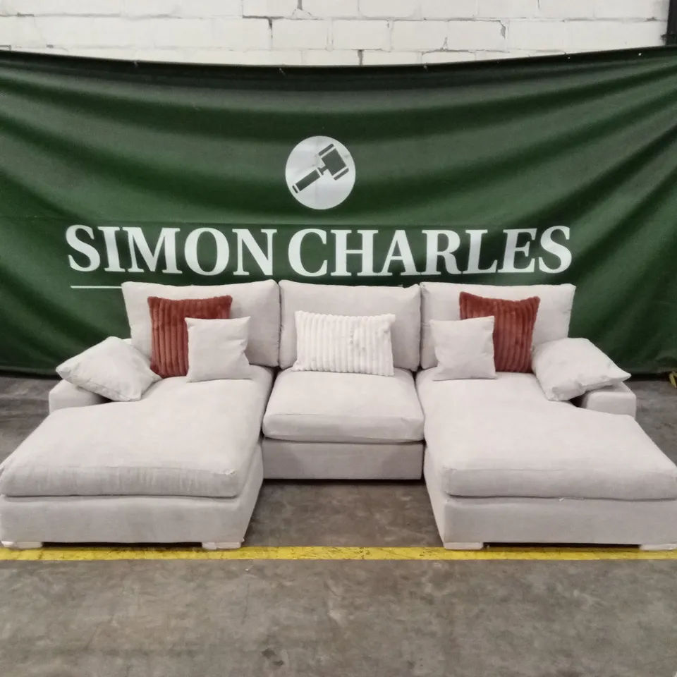 ASTON U-SHAPE FABRIC MODULAR SOFA - NATURAL RRP £2399