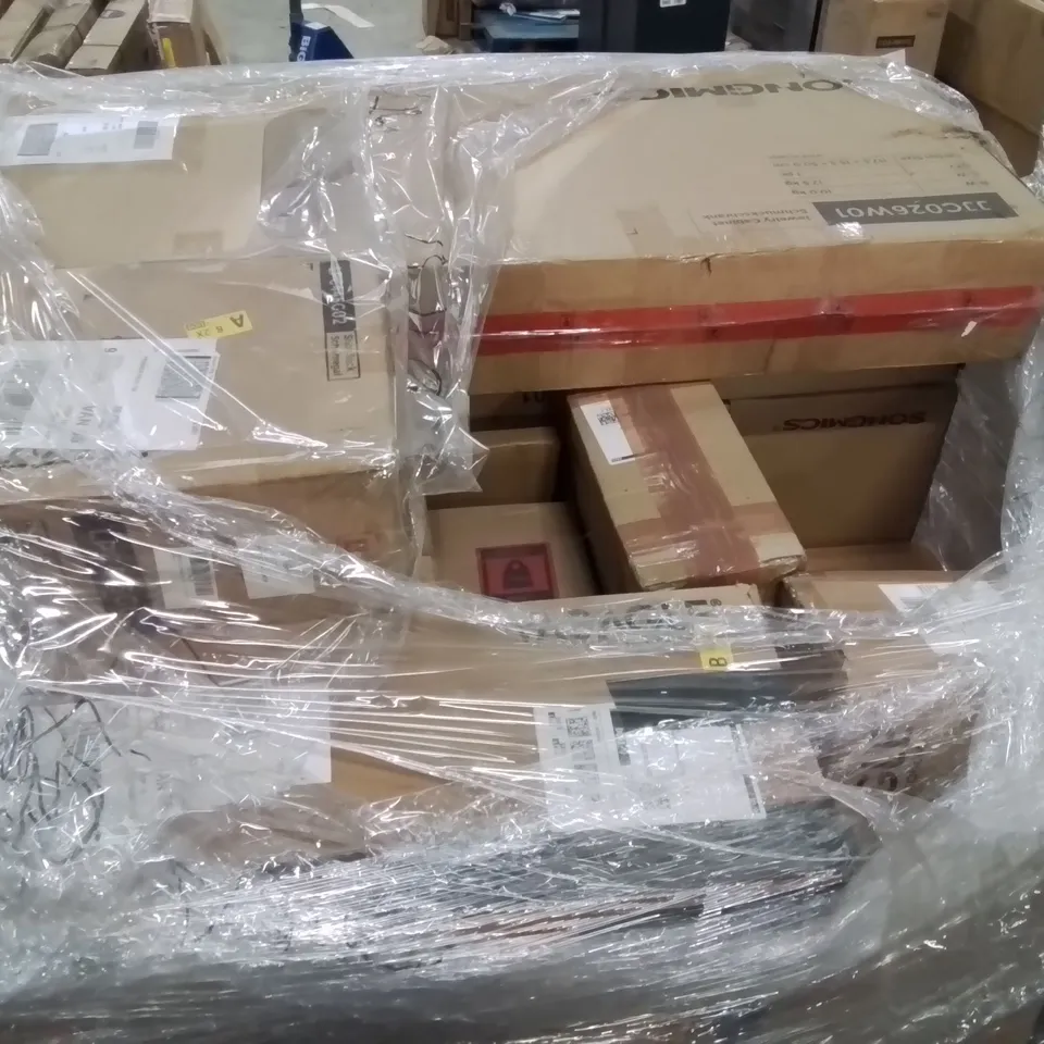 PALLET CONTAINING VARIOUS ASSORTED BOXED ITEMS TO INCLUDE: JEWELLERY CABINET, SHOE RACK, BOOKSHELF ECT.
