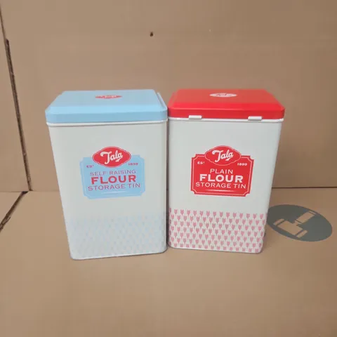 TALA FLOUR STORAGE TIN SET (2) β SELF-RAISING & PLAIN