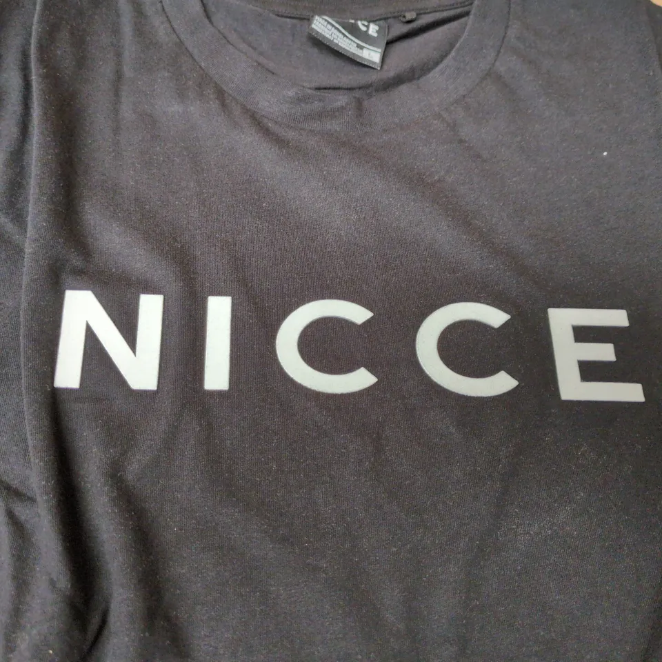 NICCE LONDON RAISED LOGO T-SHIRT IN BLACK - UK SIZE L