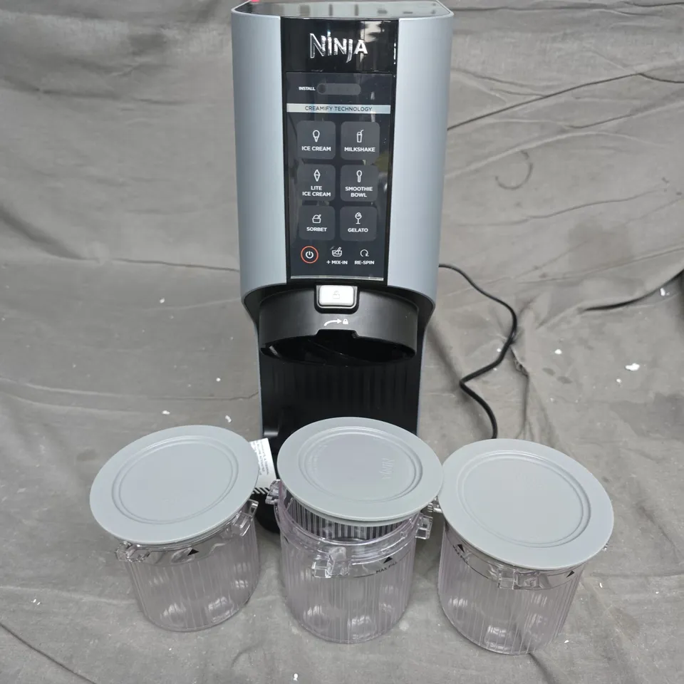 NINJA ICE CREAM MAKER NC201UK 800W WITH 3 CUPS & LIDS