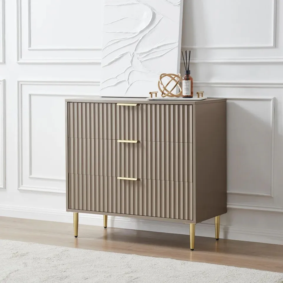 BOXED DUSK EVIE 3 DRAWER CHEST - TAUPE
