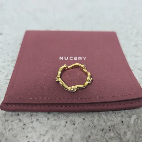 NUCERY GOLD-TONE RING WITH CLEAR STONES