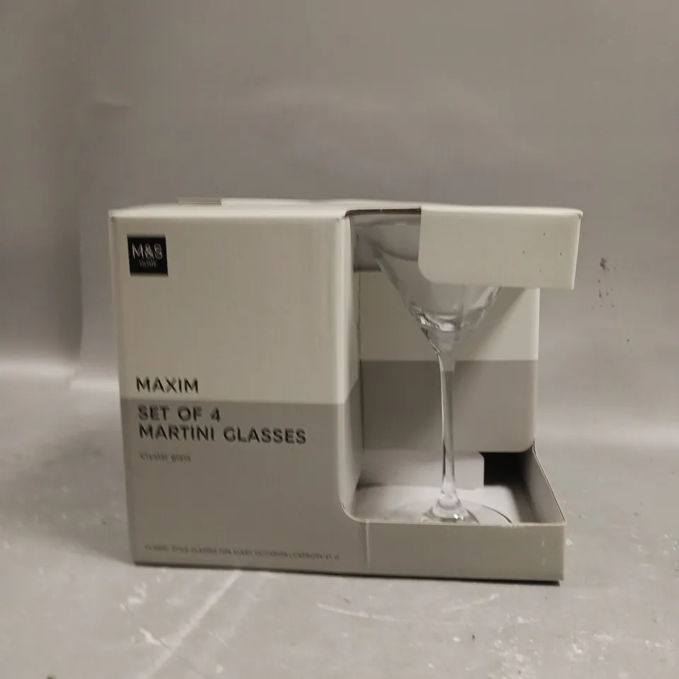 BOXED M&S SET OF 4 MARTINI GLASSES