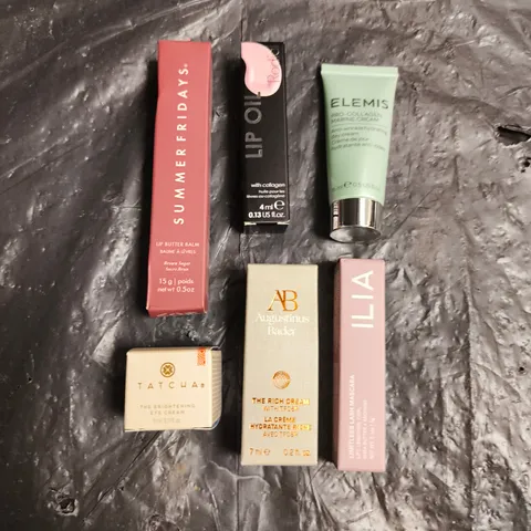 LOT OF 6 ASSORTED COSMETIC PRODUCTS TO INCLUDE - ELEMIS PRO-COLLAGEN MARINE CREAM - AUGUSTINUS BADER THE RICH CREAM - TATCHA BRIGHTENING EYE CREAM - ETC