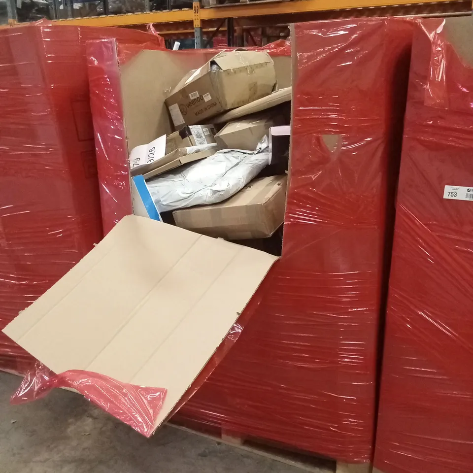 PALLET OF ASSORTED HOUSEHOLD GOODS AND PRODUCTS TO INCLUDE; UMBRELLA, TOILET SEAT, TOY DOLL ETC