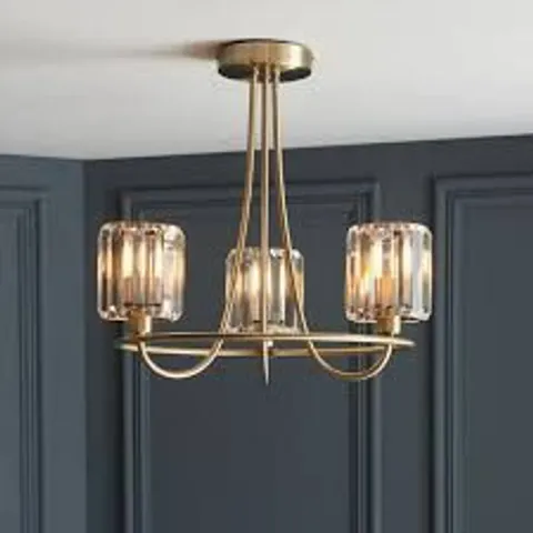BOXED ENDON 3 LIGHT CEILING FITTING IN ANTIQUE BRASS