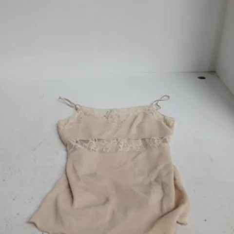 ZARA WOMEN'S SLIP TOP WITH LACE TRIM β BEIGE, SIZE M