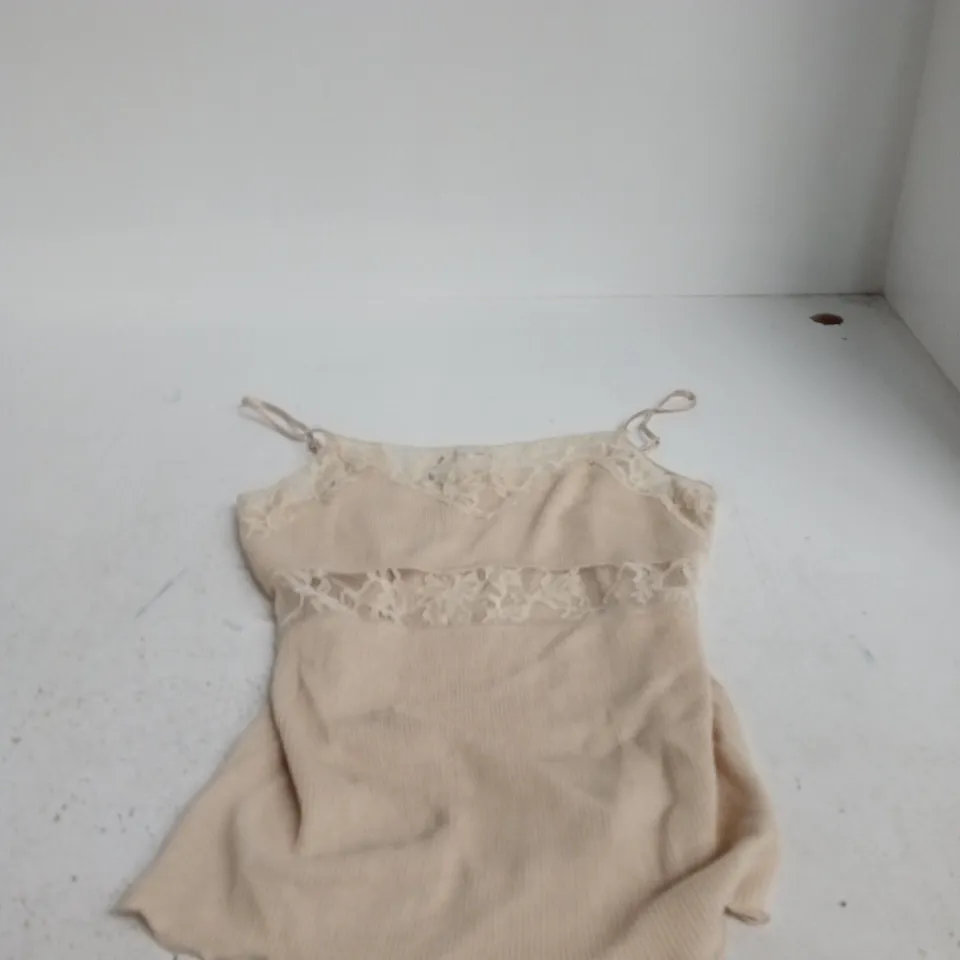 ZARA WOMEN'S SLIP TOP WITH LACE TRIM – BEIGE, SIZE M