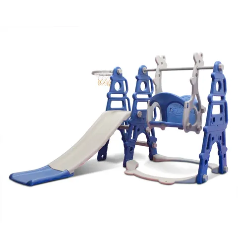 BOXED NEO 4-IN-1 blue KIDS PLAYSET TODDLER SLIDE, SWING, STAIRS AND HOOP