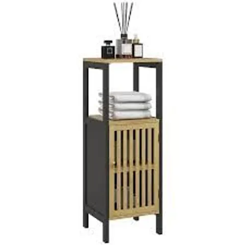 BOXED HOMCOM BAMBOO-BLEND RETRO CUT-OUT BATHROOM STORAGE UNIT, WITH CUPBOARD