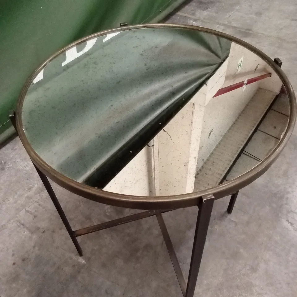 2 x QUALITY DESIGNER BRASS GLASS ROUND TABLES