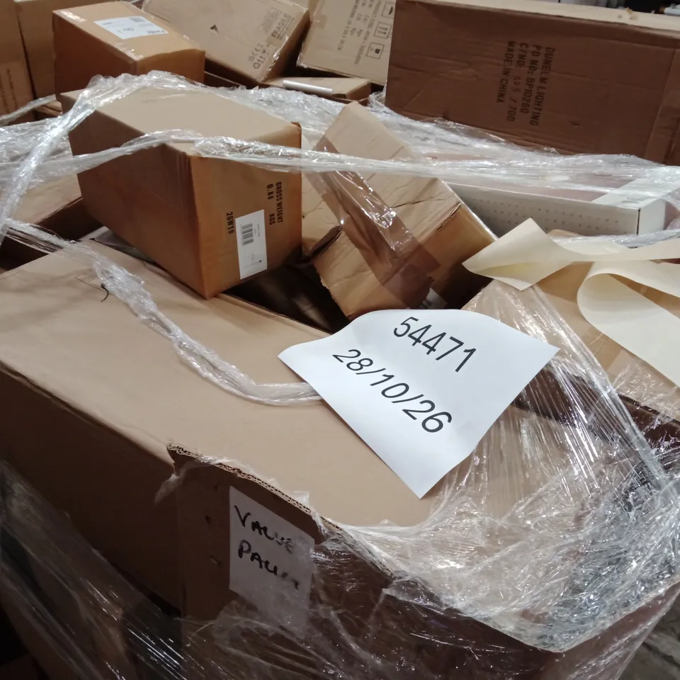 PALLET OF ASSORTED DESIGNER LIGHTING PRODUCTS TO INCLUDE;MORGAN FLOOR LAMP,WALL LIGHT, CEILING LIGHT