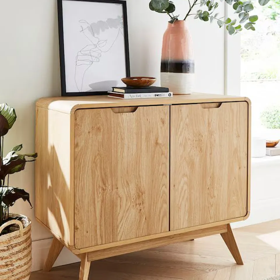 BOXED OSLO 2 DOOR COMPACT SIDEBOARD - OAK EFFECT