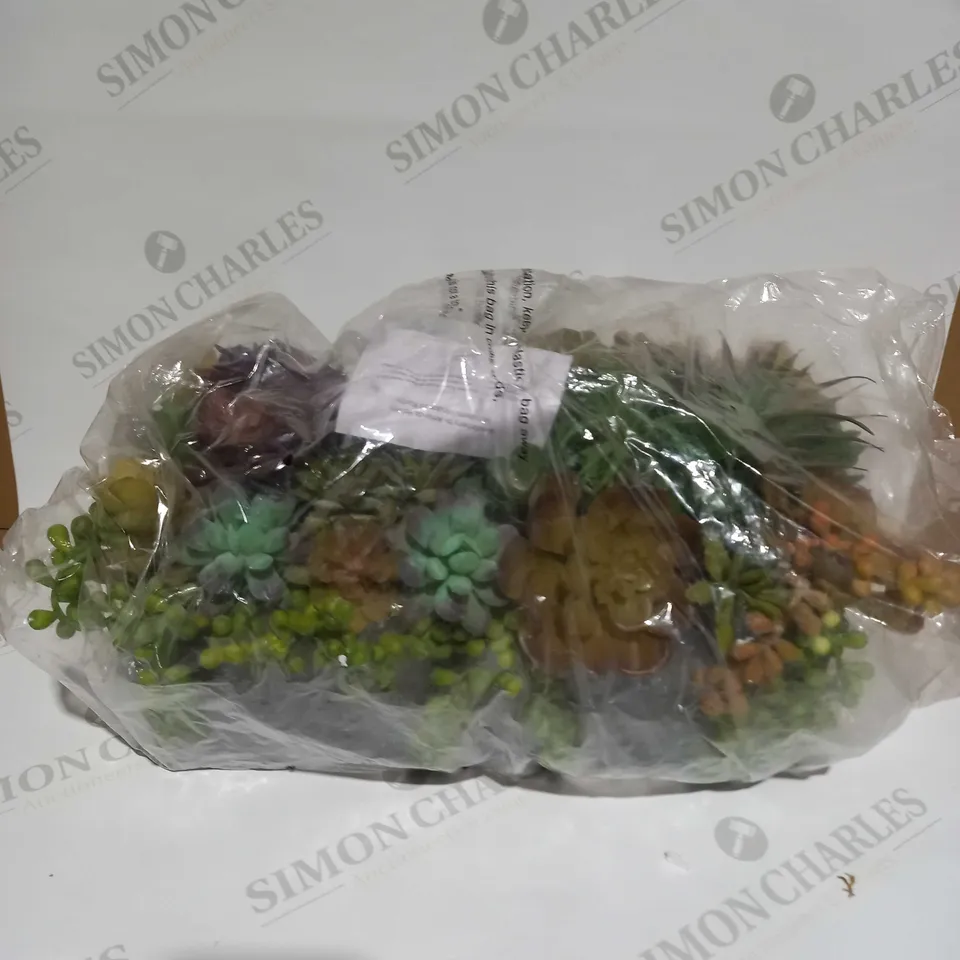 BUNDLEBERRY GALVANISED PLANTER WITH FAUX SUCCULENTS 