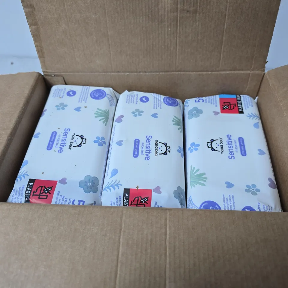 MAMA BEAR SENSITIVE UNSCENTED BABY WIPES - BOX OF 18
