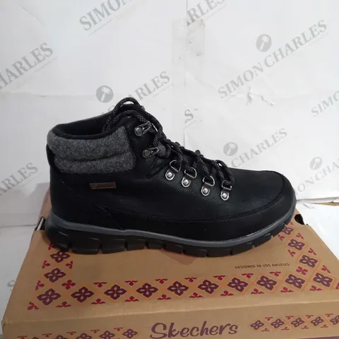 PAIR OF SKECHERS SYNERGY WARM TECH BOOTS IN BLACK UK SIZE 5.5