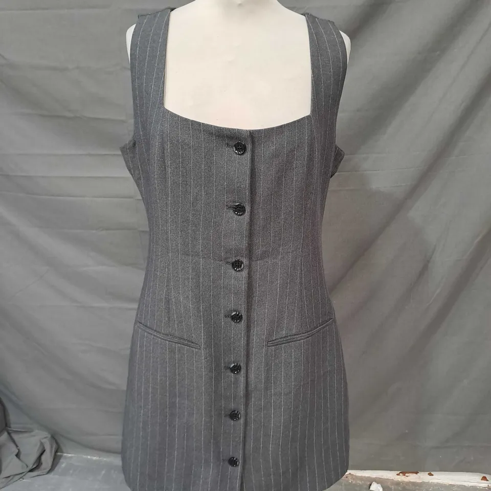 ABERCROMBIE & FITCH PINSTRIPE PINAFORE DRESS GREY SIZE MEDIUM