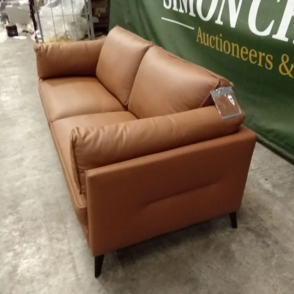 SASHA 3 SEATER LEATHER/FAUX LEATHER SOFA - TAN RRP £1199
