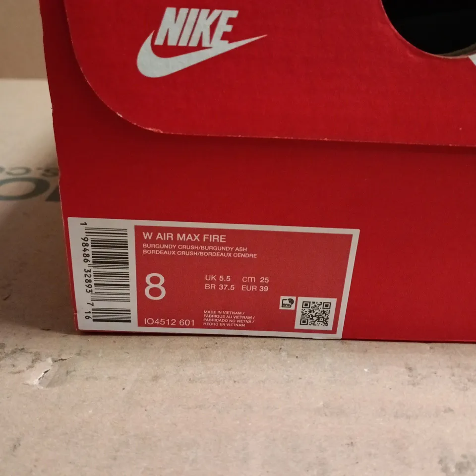 NIKE WOMEN'S AIR MAX FIRE TRAINERS BURGUNDY/BLACK – UK 5.5 (US 8) – BOXED