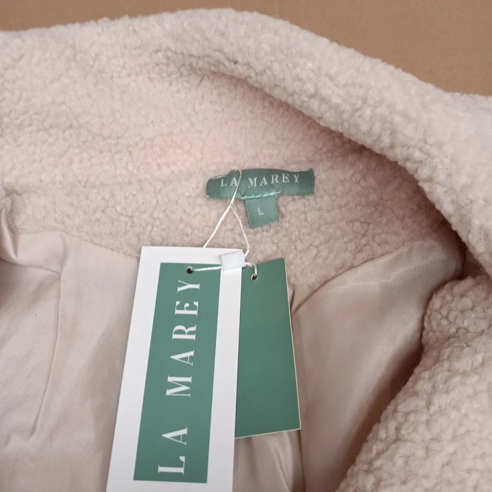 LA MAREY WOMEN'S CREAM SHERPA FLEECE JACKET – ZIP FRONT, SIZE L TAGGED