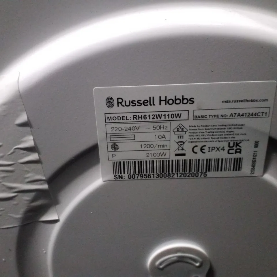 RUSSELL HOBBS FREESTANDING WASHING MACHINE, 6KG CAPACITY, 1200 RPM, 15 PROGRAMMES, ECO TECHNOLOGY, RAPID WASH CYCLES, WHITE