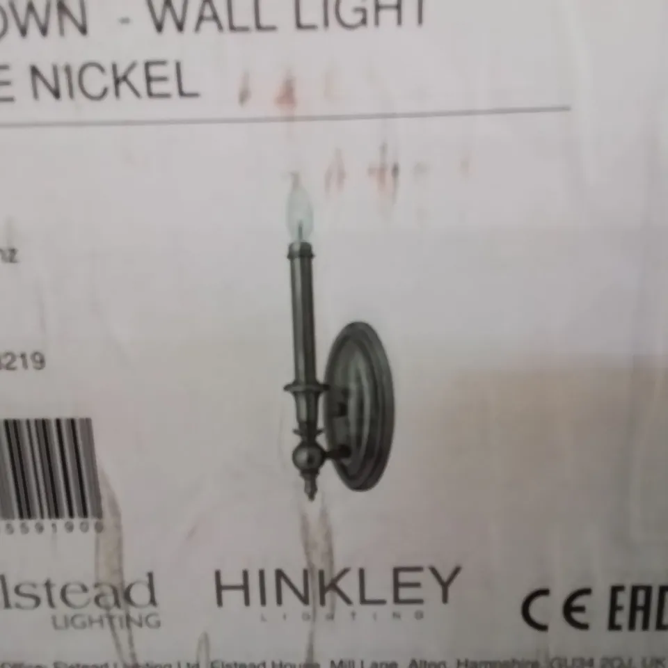 BOXED HINKLEY LIGHTING ANTIQUE NICKEL TRADITIONAL CANDELABRA WALL LIGHT -SILVER-