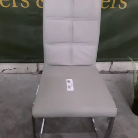LIGHT GREY LEATHER DINING CHAIR