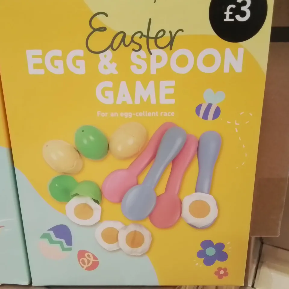 PALLET CONTAINING APPROXIMATELY 68 6-PACK BOXES OF BRAND NEW EASTER EGG AND SPOON GAME SETS