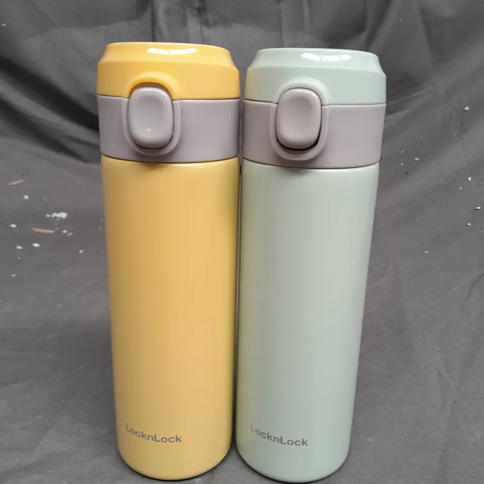 LOCK & LOCK SET OF 2 STAINLESS INSULATED DAILY POP PASTEL WATER BOTTLES