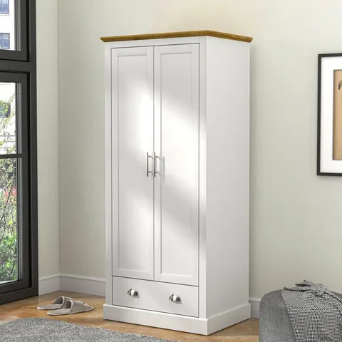 BOXED OCTAVE 2-DOOR 1-DRAWER WARDROBE - WHITE (2 BOXES)