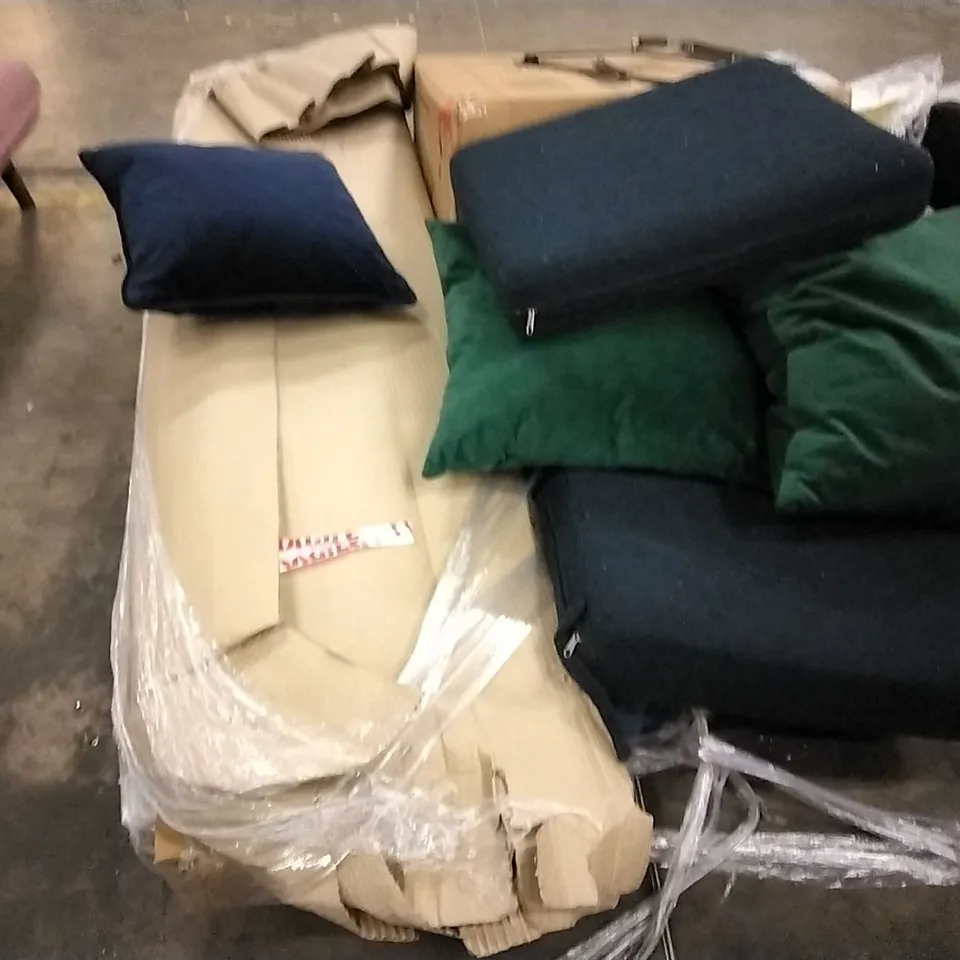 PALLET OF BOXED FURNITURE  AND ASSORTED PILLOWS 