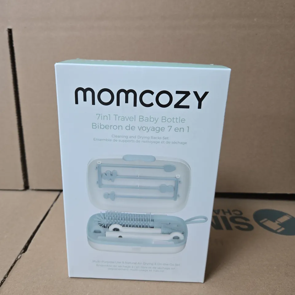 MOMCOZY 7-IN-1 TRAVEL BABY BOTTLE CLEANING & DRYING RACK SET – BOXED