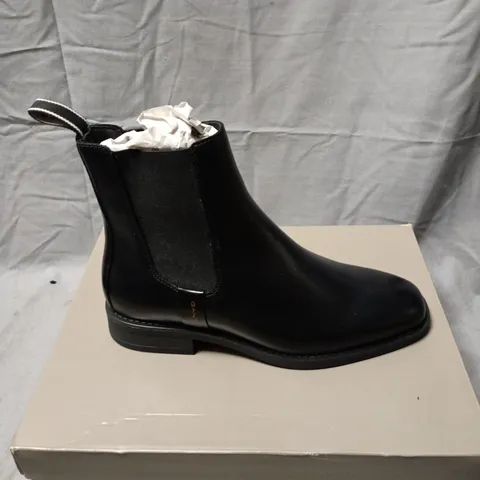 GANT BLACK LEATHER CHELSEA BOOTS – ANKLE BOOTS WITH ELASTIC SIDES (BOXED) SIZE 38