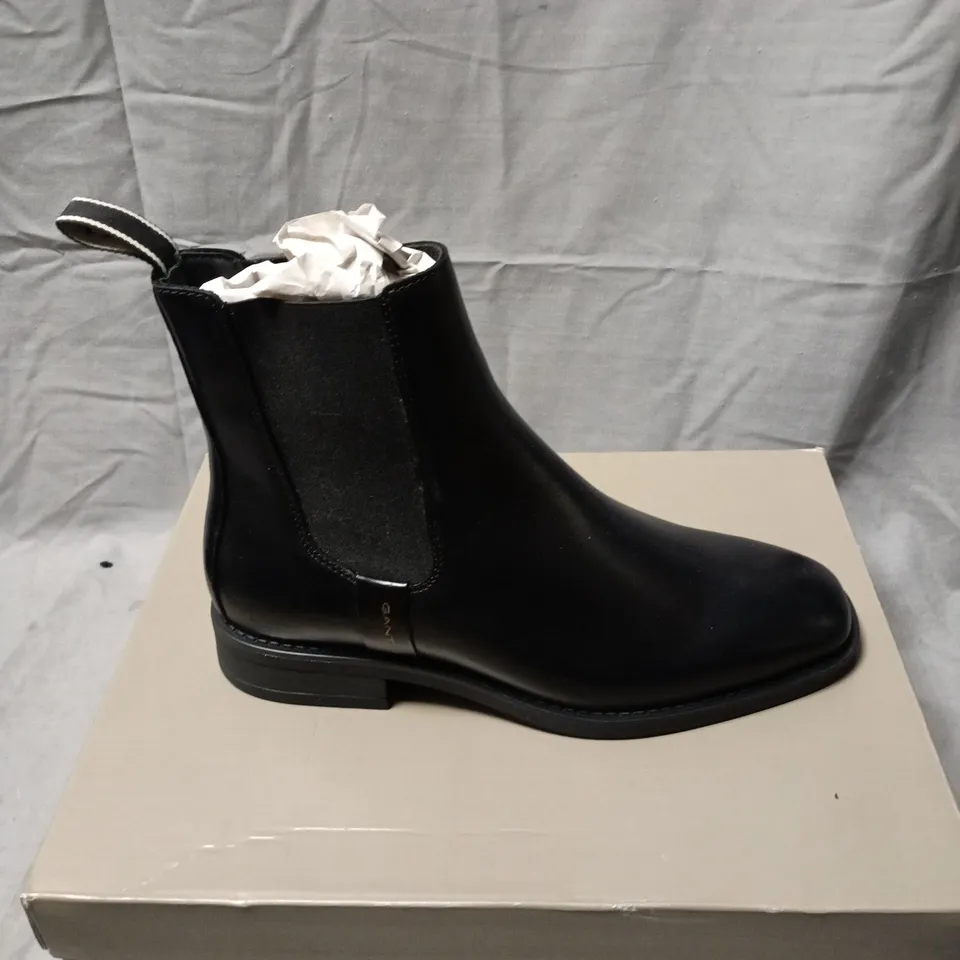 GANT BLACK LEATHER CHELSEA BOOTS – ANKLE BOOTS WITH ELASTIC SIDES (BOXED) SIZE 38
