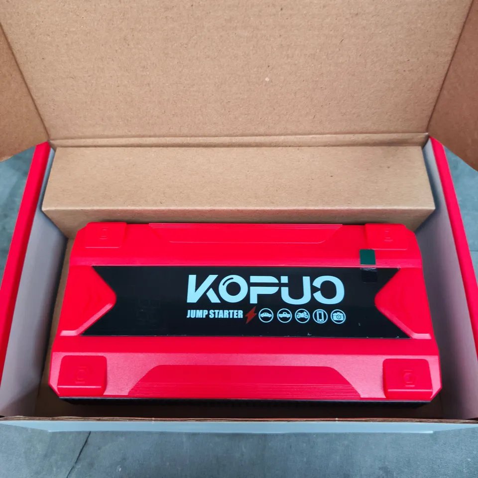 KOPUO JUMP STARTER – RED PORTABLE CAR BATTERY BOOSTER (BOXED)