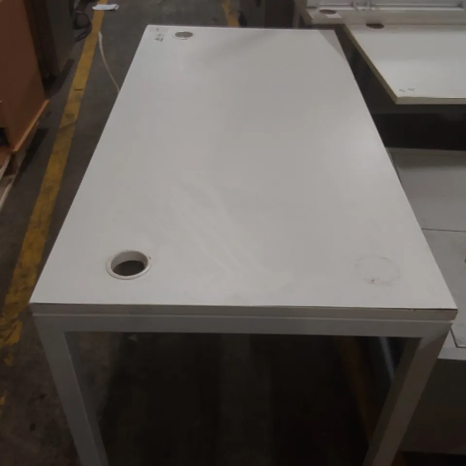 WHITE WOODEN DESK WITH METAL LEGS 