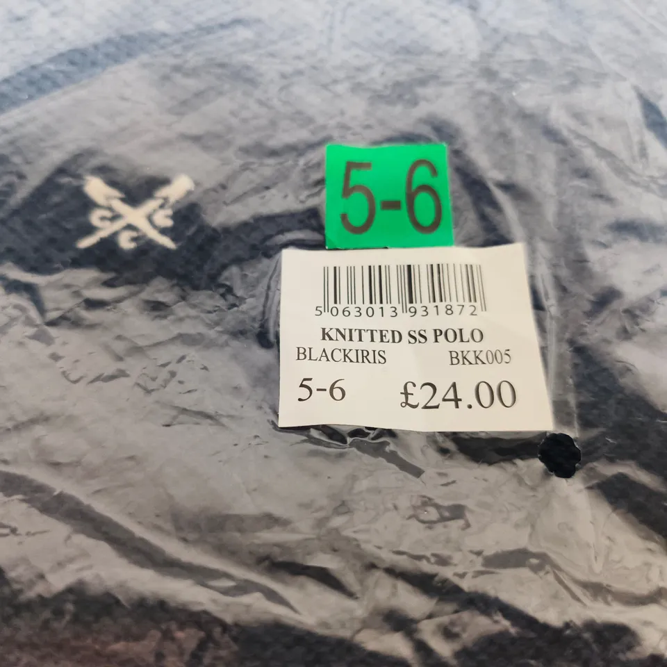 CREW CLOTHING COMPANY KNITTED SS POLO – KIDS, UK 5-6, BLACKIRIS (BKK005)