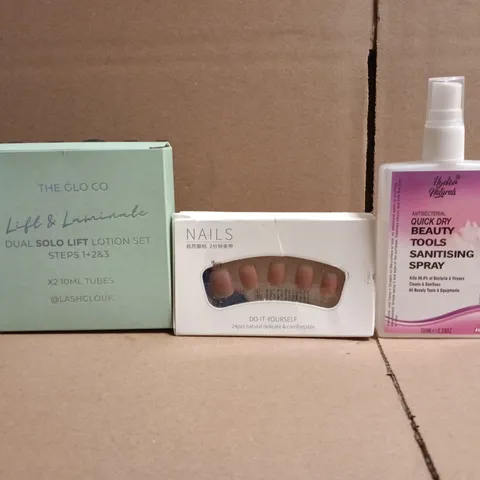 APPROXIMATELY 10 ASSORTED COSMETIC ITEMS TO INCLUDE THE GLO CO, NAILS, ETC - COLLECTION ONLY