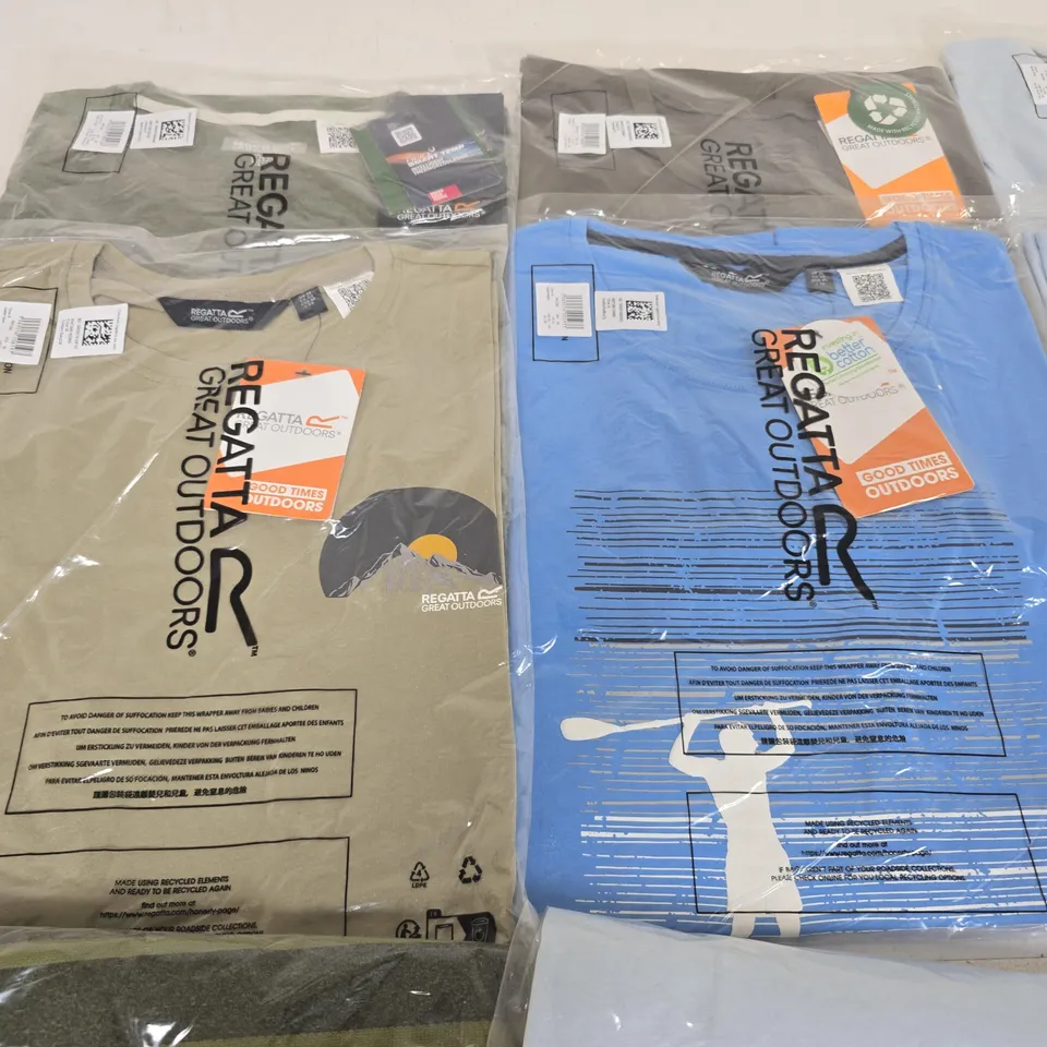 LOT OF 10 ASSORTED BRAND NEW REGATTA T-SHIRTS IN VARIOUS STYLES, COLOURS AND SIZES