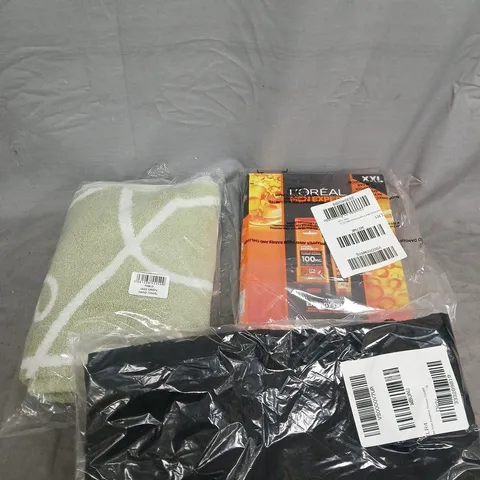 APPROXIMATELY 10 ASSORTED HOUSEHOLD PRODUCTS TO INCLUDE HAND TOWEL, BEAUTY SET, CLOTHING ETC 