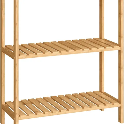 BOXED SONGMICS BAMBOO STORAGE SHELF, 3-TIER SHELVING UNIT