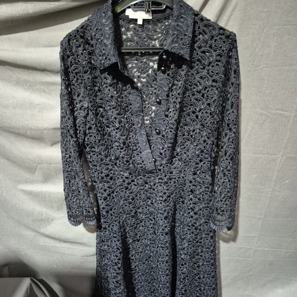 HOBBS LONDON NAVY LACE DRESS, WOMEN’S – UK 12 (EU 40, US 8)
