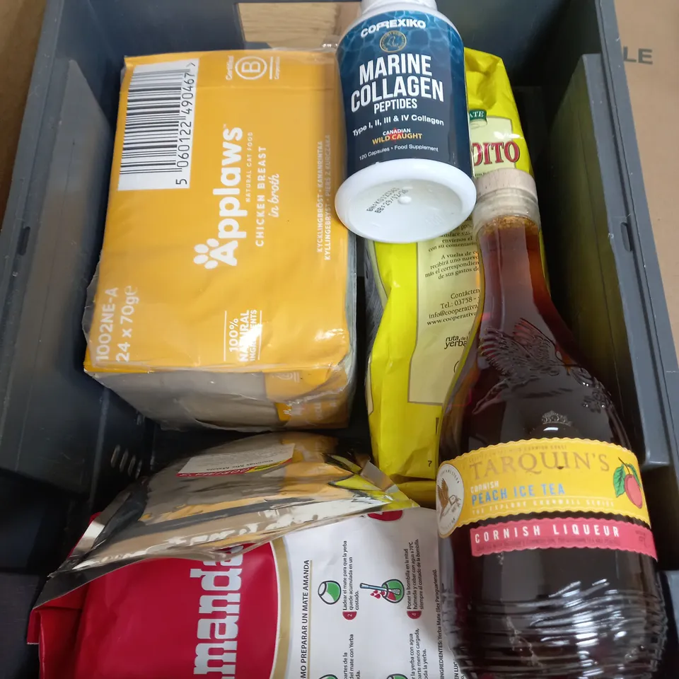 APPROXIMATELY 11 FOOD AND DRINK ITEMS TO INCLUDE FRUIT JUICE, HONEY AND SEASONING